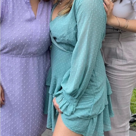 Teal (dark turquoise) long sleeve dress from Dynamite, size M. - Picture 2 of 9